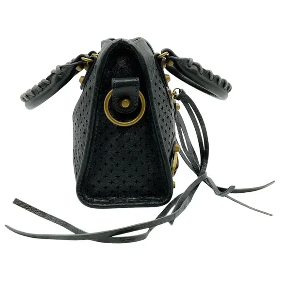 Balenciaga Grey Perforated Leather Mini City Bag - Picture 2 of 10